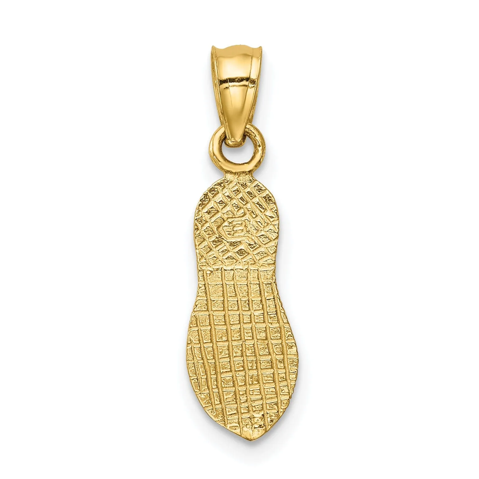 14k Yellow Gold Solid Polished Textured Finish 3-Dimensional Single Flip Flop Sandle Charm Pendant