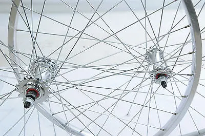 27 X 1 1-4 Flip Flop Fixie Wheels Chrome Look Alloy Rims 16T Sprockets Standard Hubs