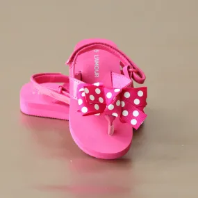 L'Amour Girls Polka Dot Bow Flip Flop Sandal