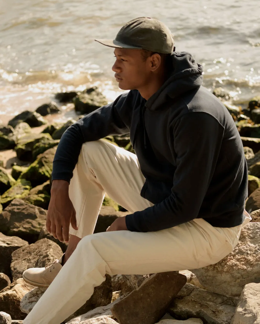 SUPIMA FLEECE PULLOVER HOODIE / NAVY