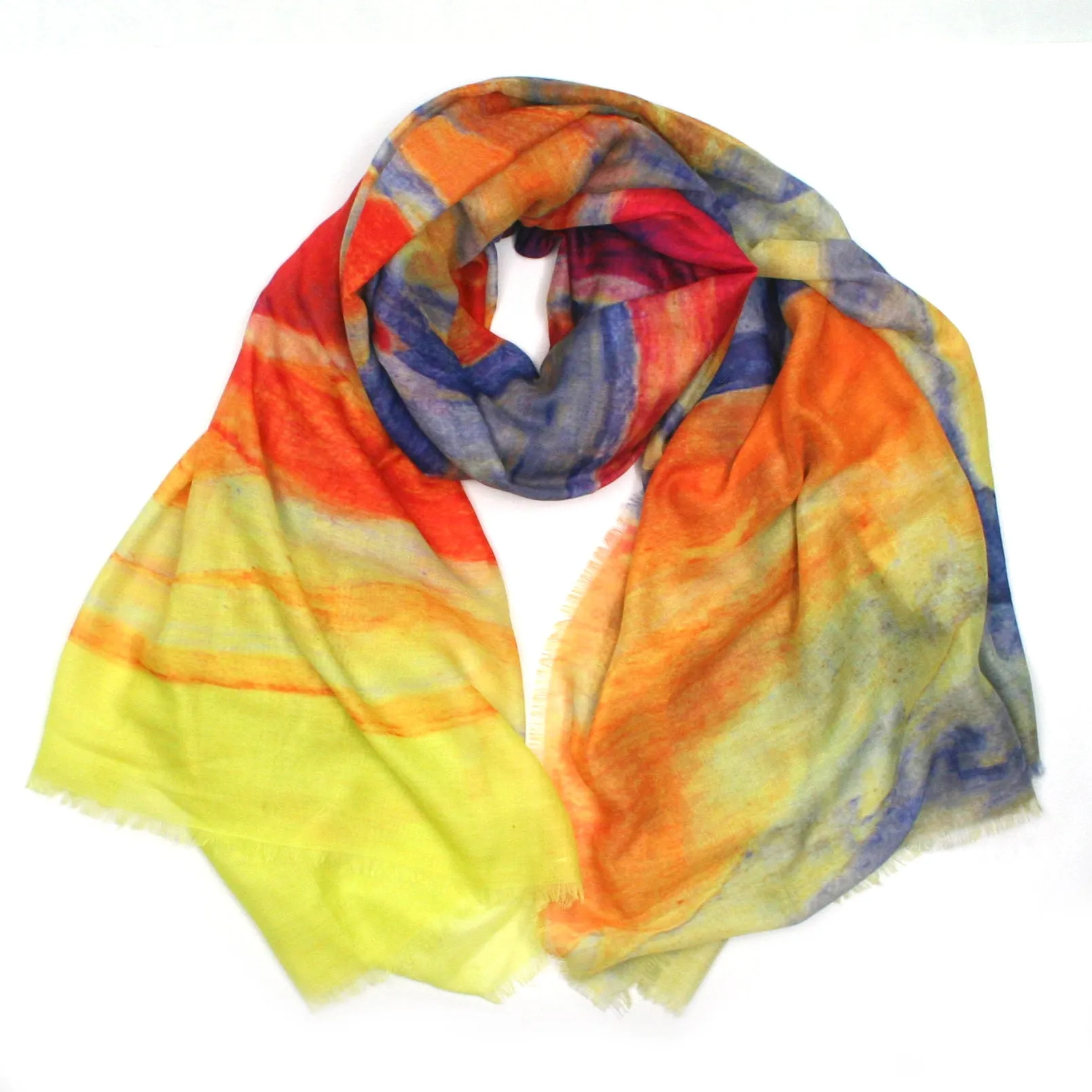 Watercolour Scene Large Scarf/Sarong - Orange (140x180cm)